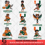 Miami Hurricanes Black Fan Girl Betty Boop Bundle 9, Svg Eps Dxf Png File, Digital Download