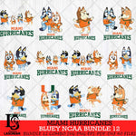 Miami Hurricanes Bluey Dace Mode NCAA Bundle 12 SVG Eps Dxf Png File, Digital Download, Instant Download