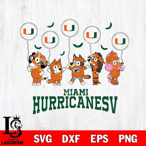 Miami Hurricanes Bluey Halloween Spooky Svg Eps Dxf Png File, Digital Download, Instant Download