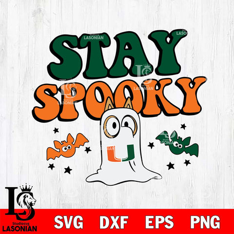 Miami Hurricanes Bluey Halloween Stay Spooky Svg Eps Dxf Png File, Digital Download, Instant Download