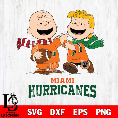 Miami Hurricanes Charlie Brown & Linus Football Cricut,Christmas SVG DXF EPS PNG FILE, NCAA Digital Download,Instant Download, Silhouette