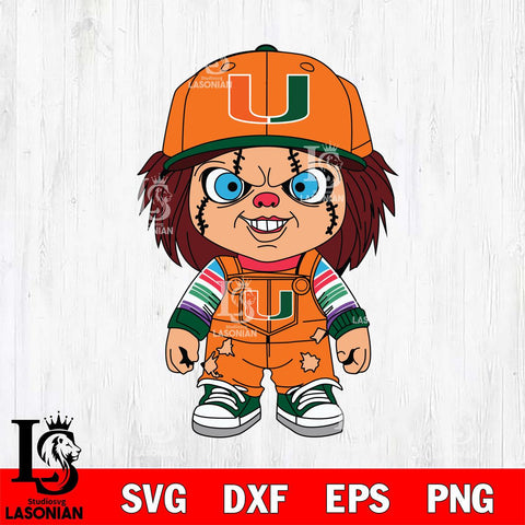 Miami Hurricanes Chucky Football Horror Halloween Svg Eps Dxf Png File, NCAA svg, Digital Download, Instant Download
