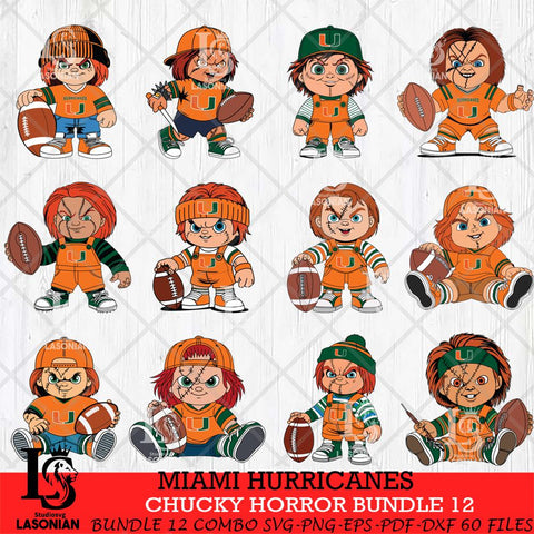 Miami Hurricanes Chucky Horror Bundle 12 SVG Eps Dxf Png File, Bundle NCAA svg, Digital Download, Instant Download