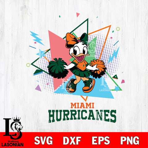 Miami Hurricanes Cute Daisy Duck Cheerleader SVG DXF EPS PNG FILE, NCAA File Cut,Digital Download,Instant Download