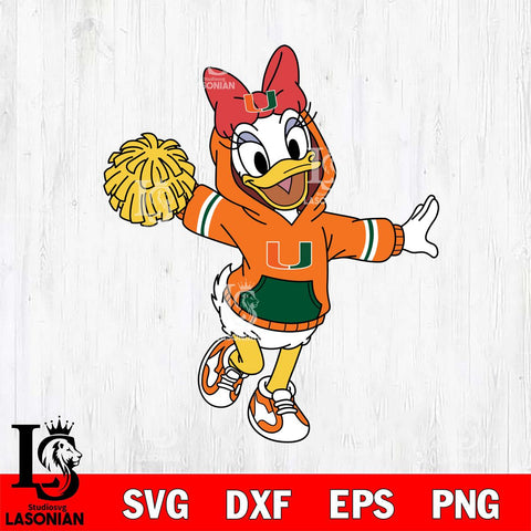 Miami Hurricanes Daisy Duck Cheerleader Christmas File Cut, NCAA SVG DXF EPS PNG FILE, Digital Download , Criucut , Silhouette