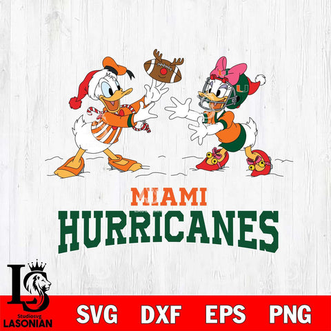 Miami Hurricanes Donald Duck & Daisy Duck Football Cricut,Christmas SVG DXF EPS PNG FILE, NCAA Digital Download,Instant Download, Silhouette