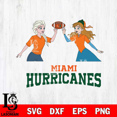 Miami Hurricanes Elsa & Anna Football Cricut,Christmas SVG DXF EPS PNG FILE, NCAA Digital Download,Instant Download, Silhouette