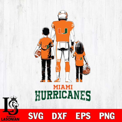 Miami Hurricanes Father And Child Football SVG DXF EPS PNG FILE,NCAA SVG, Father day Digital Download,Instant Download, Silhouette