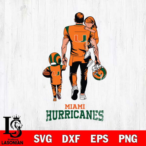 Miami Hurricanes Father And Son Football SVG DXF EPS PNG FILE,NCAA SVG, Father day Digital Download,Instant Download, Silhouette