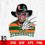 Miami Hurricanes Freddy Krueger Horror Halloween Svg Eps Dxf Png File, NCAA svg, Digital Download, Instant Download