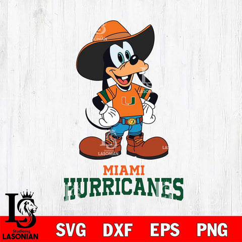 Miami Hurricanes Goofy Cowboy Sport SVG DXF EPS PNG FILE,NCAA svg ,Football Digital Download,Instant Download, Silhouette