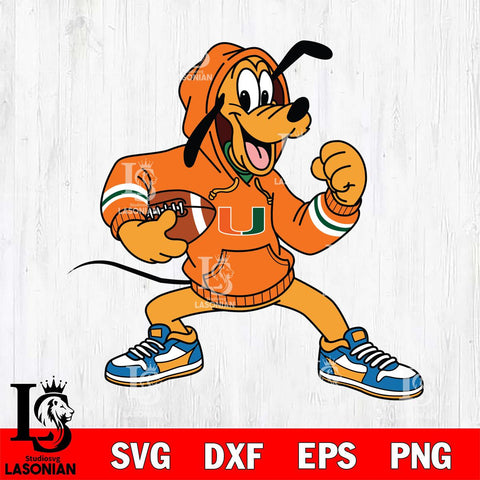 Miami Hurricanes Goofy Disney Football Christmas File Cut, NCAA SVG DXF EPS PNG FILE, Digital Download , Criucut , Silhouette