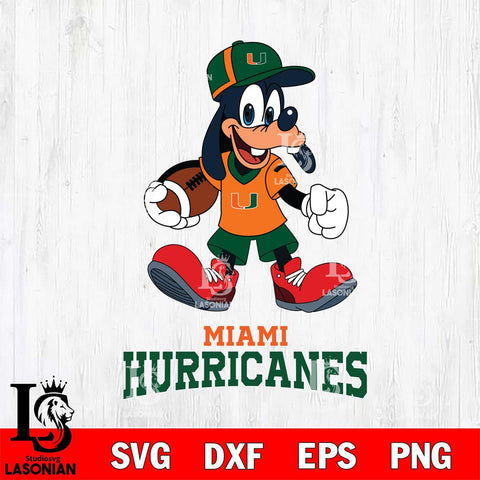 Miami Hurricanes Goofy Football Player SVG DXF EPS PNG FILE,NCAA svg ,Football Digital Download,Instant Download, Silhouette
