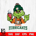 Miami Hurricanes Grinch with coffee Svg Eps Dxf Png File, Digital Download, Instant Download