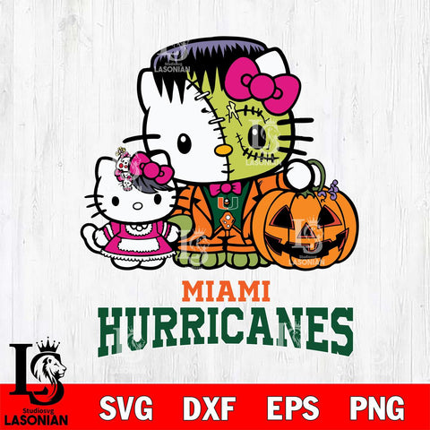 Miami Hurricanes Hello Kitty Horror 10 Svg Eps Dxf Png File, Digital Download