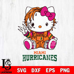 Miami Hurricanes Hello Kitty Horror Svg Eps Dxf Png File, Digital Download