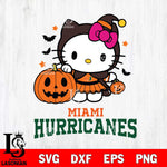 Miami Hurricanes Hello Kitty Horror 1 Svg Eps Dxf Png File, Digital Download