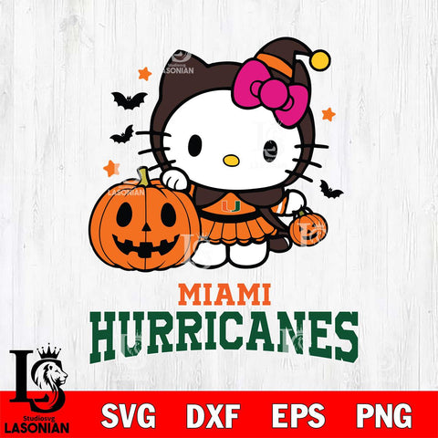 Miami Hurricanes Hello Kitty Horror 1 Svg Eps Dxf Png File, Digital Download
