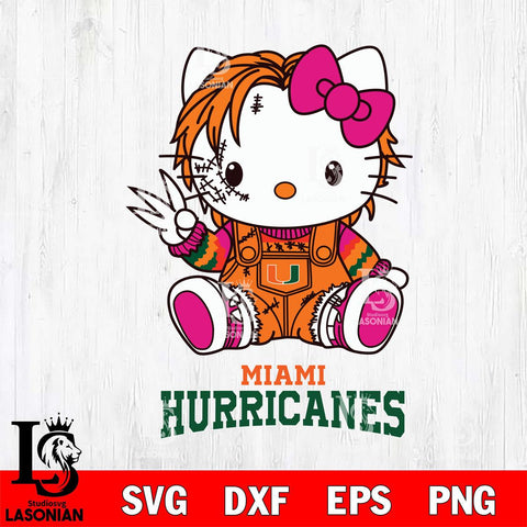 Miami Hurricanes Hello Kitty Horror Svg Eps Dxf Png File, Digital Download