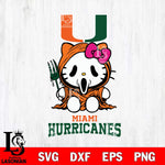 Miami Hurricanes Hello Kitty Horror 4 Svg Eps Dxf Png File, Digital Download