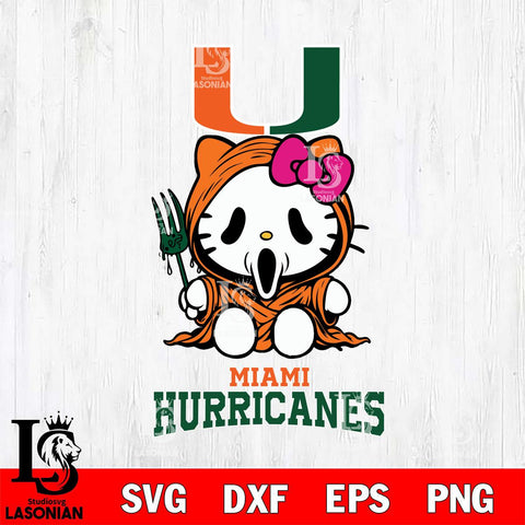 Miami Hurricanes Hello Kitty Horror 4 Svg Eps Dxf Png File, Digital Download
