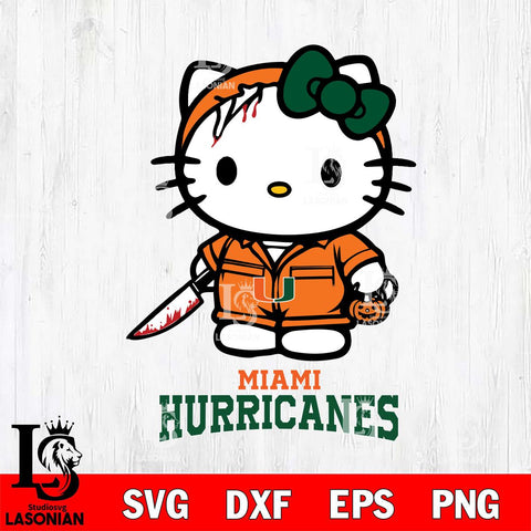 Miami Hurricanes Hello Kitty Horror 5 Svg Eps Dxf Png File, Digital Download