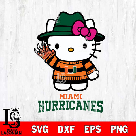 Miami Hurricanes Hello Kitty Horror 6 Svg Eps Dxf Png File, Digital Download