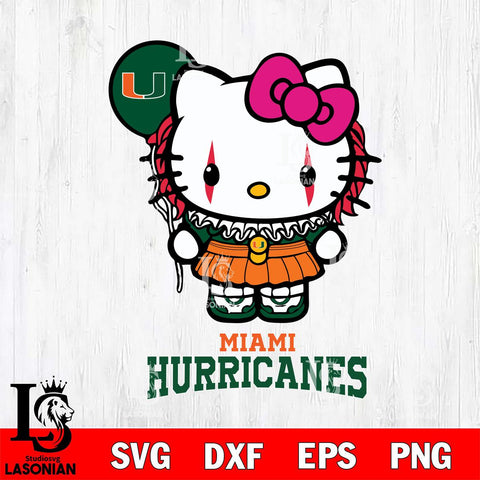 Miami Hurricanes Hello Kitty Horror 7 Svg Eps Dxf Png File, Digital Download