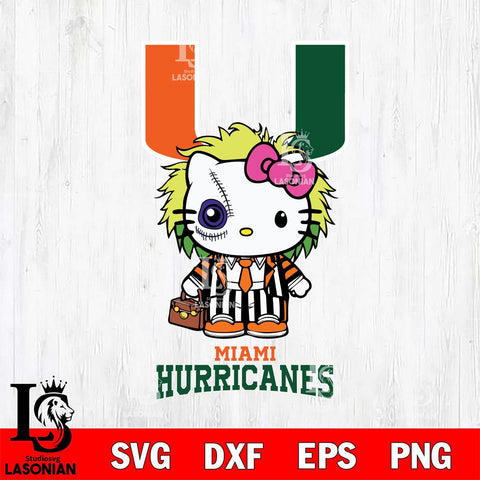 Miami Hurricanes Hello Kitty Horror 8 Svg Eps Dxf Png File, Digital Download