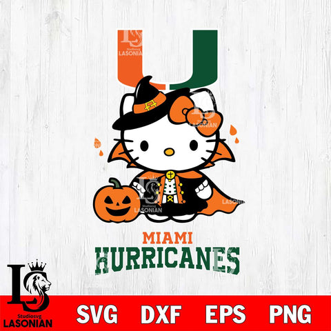 Miami Hurricanes Hello Kitty Horror 9 Svg Eps Dxf Png File, Digital Download