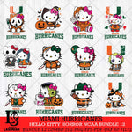 Miami Hurricanes Hello Kitty Horror NCAA Bundle 12 SVG Svg Eps Dxf Png File, Digital Download