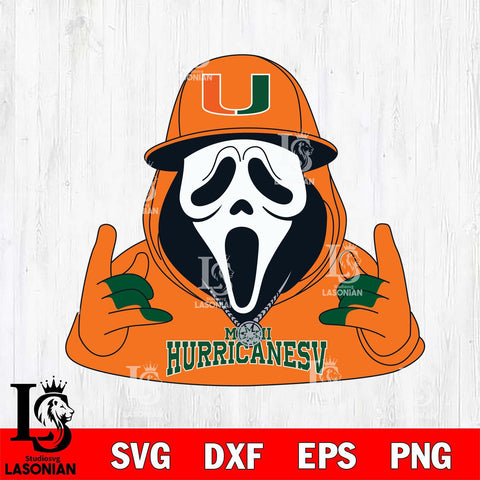Miami Hurricanes Horror Character Ghostface Sport Svg Eps Dxf Png File, NCAA svg, Digital Download, Instant Download