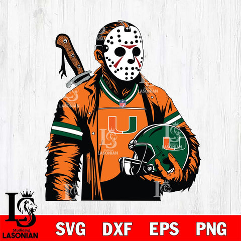 Miami Hurricanes Jason Voorhees Horror 2 Svg Eps Dxf Png File, NCAA svg, Digital Download, Instant Download