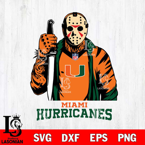 Miami Hurricanes Jason Voorhees Horror 3 Svg Eps Dxf Png File, NCAA svg, Digital Download, Instant Download