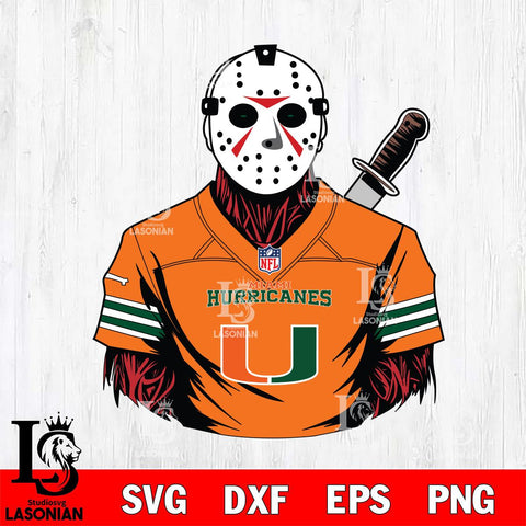 Miami Hurricanes Jason Voorhees Horror 4 Svg Eps Dxf Png File, NCAA svg, Digital Download, Instant Download
