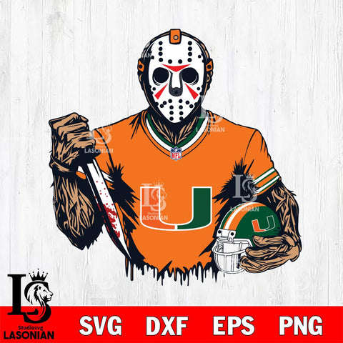 Miami Hurricanes Jason Voorhees Horror 5 Svg Eps Dxf Png File, NCAA svg, Digital Download, Instant Download