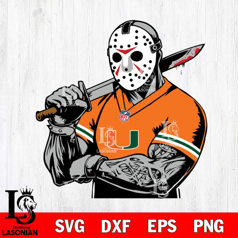 Miami Hurricanes Jason Voorhees Horror 6 Svg Eps Dxf Png File, NCAA svg, Digital Download, Instant Download