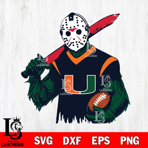 Miami Hurricanes Jason Voorhees Horror Halloween 2 Svg Eps Dxf Png File, NCAA svg, Digital Download, Instant Download