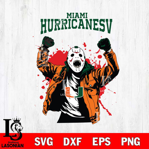 Miami Hurricanes Jason Voorhees Horror Halloween 3 Svg Eps Dxf Png File, NCAA svg, Digital Download, Instant Download