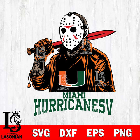 Miami Hurricanes Jason Voorhees Horror Halloween Svg Eps Dxf Png File, NCAA svg, Digital Download, Instant Download