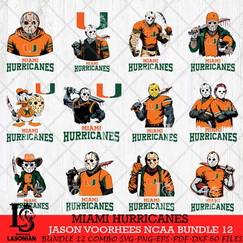 Miami Hurricanes Jason Voorhees NCAA Bundle 12 SVG Svg Eps Dxf Png File, Digital Download