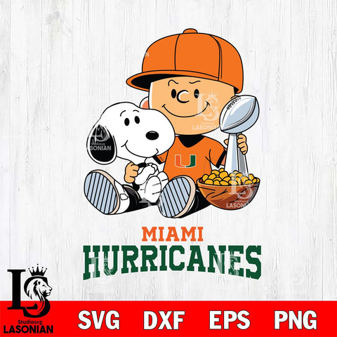 Miami Hurricanes Peanuts Snoopy Champion football SVG DXF EPS PNG FILE,Snoopy File Cut, NCAA Digital Download,Instant Download,Christmas Silhouette