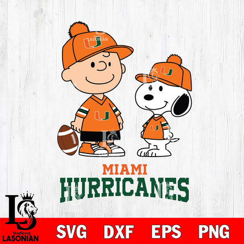 Miami Hurricanes Peanuts Snoopy Friends Football SVG DXF EPS PNG FILE,Snoopy File Cut, NCAA Digital Download,Instant Download,Christmas Silhouette