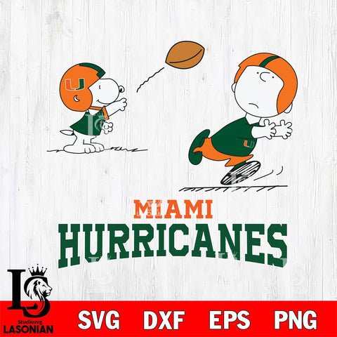 Miami Hurricanes Peanuts play football SVG DXF EPS PNG FILE,Snoopy File Cut, NCAA Digital Download,Instant Download,Christmas Silhouette