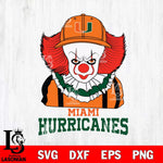 Miami Hurricanes Pennywise Horror Sport 10 Svg Eps Dxf Png File, Digital Download