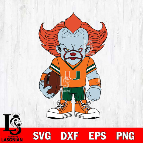 Miami Hurricanes Pennywise Horror Sport 11 Svg Eps Dxf Png File, Digital Download