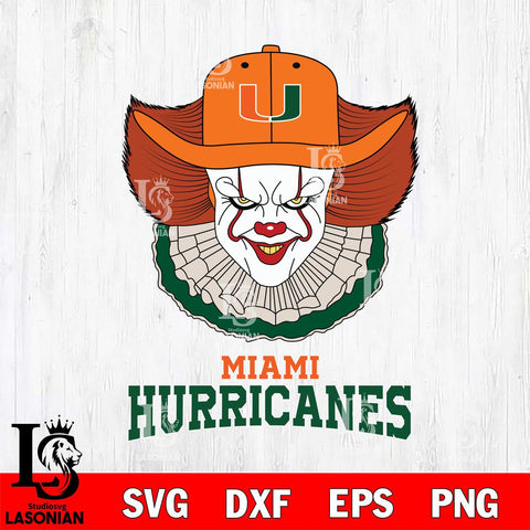 Miami Hurricanes Pennywise Horror Sport 12 Svg Eps Dxf Png File, Digital Download