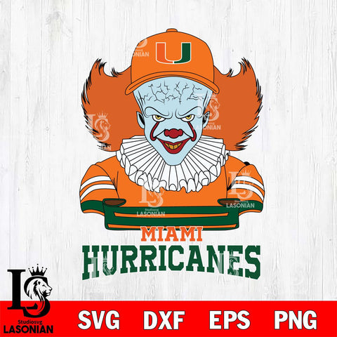 Miami Hurricanes Pennywise Horror Sport 2 Svg Eps Dxf Png File, Digital Download