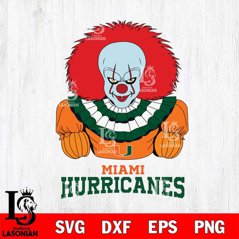 Miami Hurricanes Pennywise Horror Sport 3 Svg Eps Dxf Png File, Digital Download
