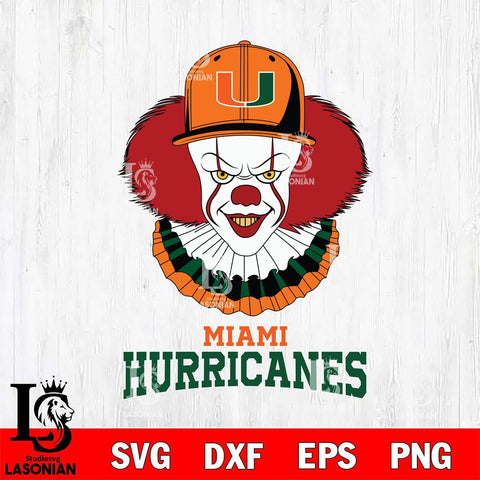 Miami Hurricanes Pennywise Horror Sport 4 Svg Eps Dxf Png File, Digital Download
